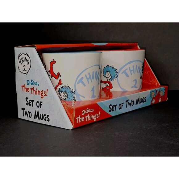 Set of 2 Dr Seuss Mugs Thing 1 and Thing 2 NEW IN BOX - Picture 3 of 8